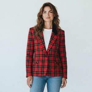 Vintage Red and Black Checkered Blazer